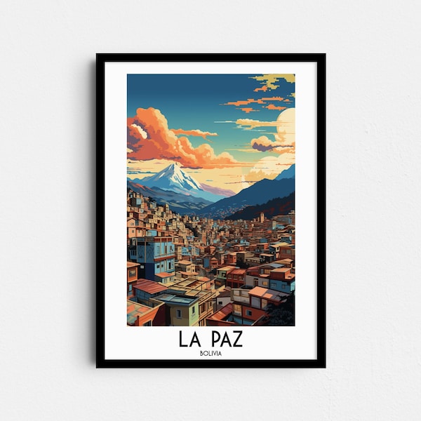 La Paz Reise Wandkunst, Bolivien Malerei Geschenke, Südamerika Wohnkultur, Digitaldrucke Poster, druckbare handgemachte Kunst, Leinwand Download