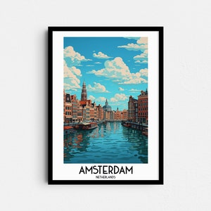 Amsterdam Travel Wall Art, Netherlands Painting Gifts, Europe Home Decor, Digital Prints Posters, Printable Handmade Art, Canvas Download