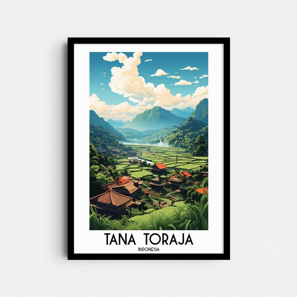 Tana Toraja Travel Wall Art, Indonesië Schilderij Geschenken, Azië Home Decor, Digitale Prints Posters, Afdrukbare handgemaakte kunst, Canvas Download