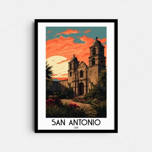 San Antonio Travel Wall Art, Texas Painting Gifts, USA Home Decor, Digital Prints Posters, Printable Handmade Art, American Canvas Download