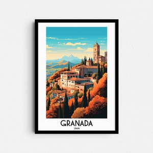 Granada Travel Wall Art, Spain Painting Gifts, Europe Home Decor, Digital Prints Posters, Printable Handmade Art, Andalusia Canvas Download