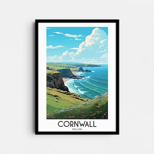 Cornwall Travel Wall Art, England Painting Gifts, UK Home Decor, Digital Prints Posters, Printable Handmade Art, English Canvas Download