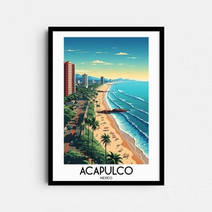 Acapulco Reise Wandkunst, Mexiko Malerei Geschenke, Nordamerika Wohnkultur, Digitaldrucke Poster, druckbare handgemachte Kunst, Leinwand Download