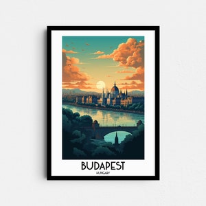 Budapest Travel Wall Art, Hungary Painting Gifts, Europe Home Decor, Digital Prints Posters, Printable Handmade Art, Danube Canvas Download