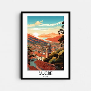 Sucre Travel Wall Art, Bolivia Painting Gifts, South America Home Decor, Digital Prints Posters, Printable Handmade Art, Canvas Download
