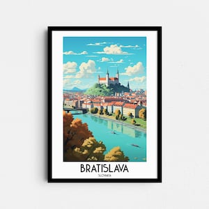 Arte de la pared del viaje de Bratislava, regalos de pintura de Eslovaquia, decoración del hogar de Europa, carteles de impresiones digitales, arte hecho a mano imprimible, descarga de lienzo
