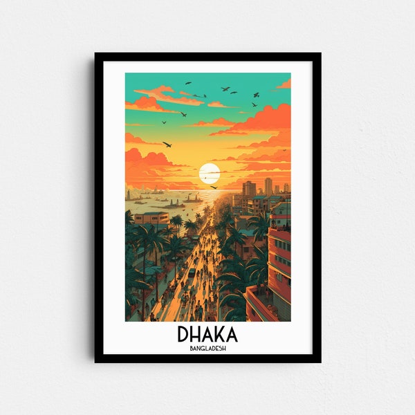 Dhaka Travel Wall Art, Bangladesh Painting Gifts, Asia Home Decor, Digital Prints Posters, Printable Handmade Art, Dacca Canvas Download