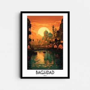 Baghdad Travel Wall Art, Iraq Painting Gifts, Middle East Home Decor, Digital Prints Posters, Printable Handmade Art, Tigris Canvas Download