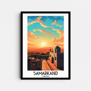 サマルカンド旅行壁アート、ウズベキスタン絵画ギフト、アジアの室内装飾、デジタルプリントポスター、印刷可能な手作りアート、ウズベキスタンキャンバスダウンロード