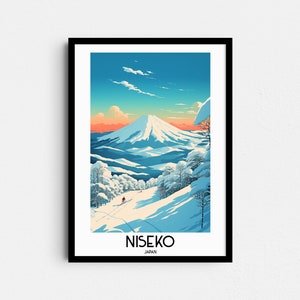 Arte de parede de viagem de Niseko, presentes de pintura do Japão, decoração de casa da Ásia, pôsteres de impressões digitais, arte artesanal para impressão, download de tela de Hokkaido