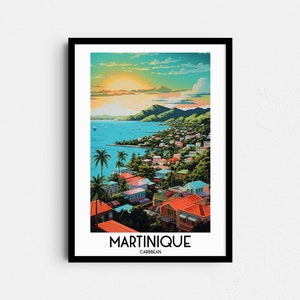 Arte de pared de viaje de Martinica, regalos de pintura de Francia, decoración del hogar caribeño, carteles de impresiones digitales, arte hecho a mano imprimible, descarga de lienzo