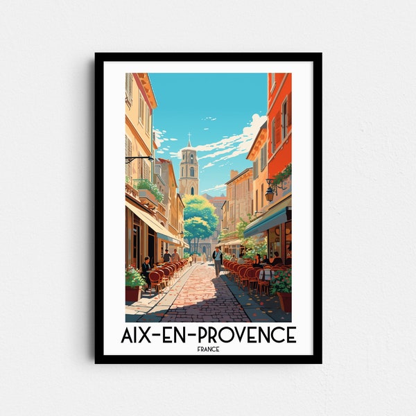 Art mural de voyage à Aix-en-Provence, cadeaux de peinture en France, décoration d'intérieur en Europe, impressions numériques affiches, art imprimable fait main, toile à télécharger