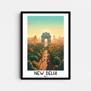 New Delhi Travel Wall Art, India Gate Painting Gifts, Asia Home Decor, Digital Prints Posters, Printable Handmade Art, Canvas Download