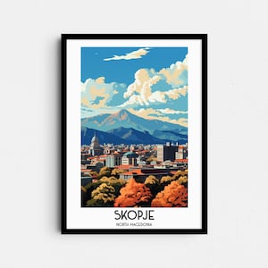 Skopje Travel Wall Art, North Macedonia Painting Gifts, Balkans Home Decor, Digital Prints Posters, Printable Handmade Art, Canvas Download