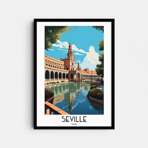 Seville Travel Wall Art, Spain Painting Gifts, Europe Home Decor, Digital Prints Posters, Printable Handmade Art, Plaza de España Download