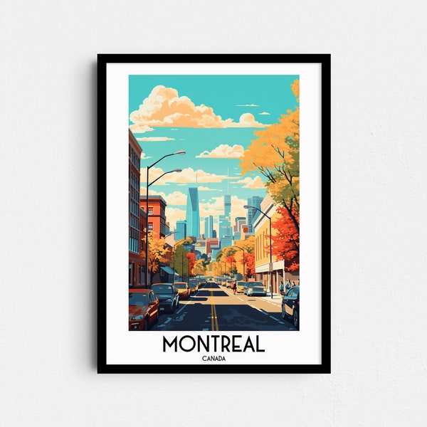 Art mural voyage à Montréal, cadeaux de peinture au Canada, décoration d'intérieur en Amérique du Nord, impressions numériques affiches, art imprimable fait main, toile à télécharger