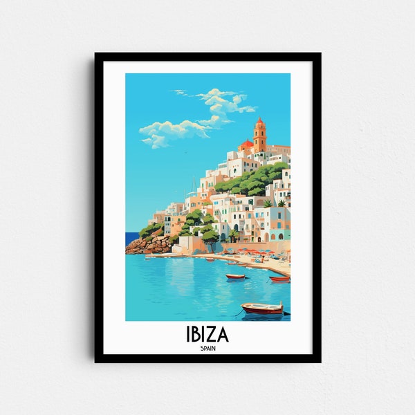 Ibiza Travel Wall Art, Spain Painting Gifts, Europe Home Decor, Digital Prints Posters, Printable Handmade Art, Beach Canvas Download