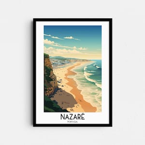 Nazaré Travel Wall Art, Portugal Painting Gifts, Europe Home Decor, Digital Prints Posters, Printable Handmade Art, Canvas Download