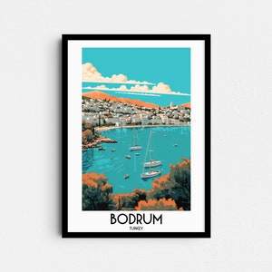 Bodrum Travel Wall Art, Turkey Painting Gifts, Europe Home Decor, Digital Prints Posters, Printable Handmade Art, Muğla Canvas Download