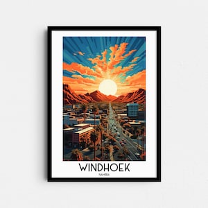 Windhoek Reise Wand Kunst, Namibia Malerei Geschenke, Afrika Wohnkultur, Digitaldrucke Poster, druckbare handgemachte Kunst, afrikanische Leinwand Download