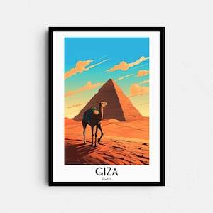 Giza Travel Wall Art, Egypt Painting Gifts, Middle East Home Decor, Digital Prints Posters, Printable Handmade Art, Egyptian Canvas Download
