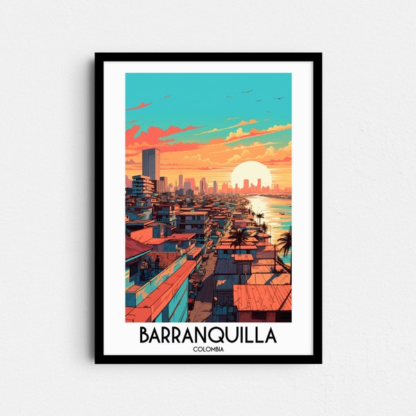 Barranquilla Reise Wandkunst, Kolumbien Malerei Geschenke, Südamerika Wohnkultur, Digitaldrucke Poster, druckbare handgemachte Kunst, Herunterladen