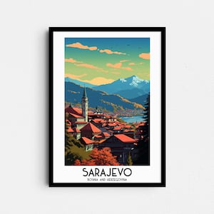 Sarajevo Travel Wall Art, Bosnia and Herzegovina Painting Gifts, Balkans Home Decor, Digital Prints Posters, Printable Handmade Art, Canvas