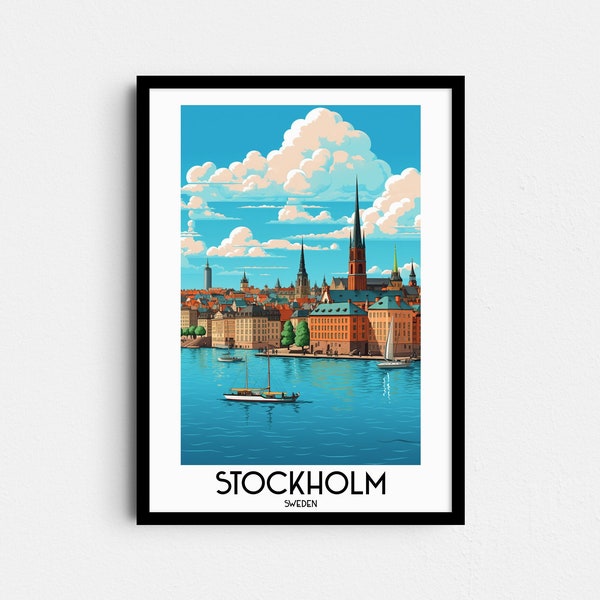 Stockholm Travel Wall Art, Sweden Painting Gifts, Europe Home Decor, Digital Prints Posters, Printable Handmade Art, Canvas Download