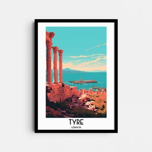 Arte de la pared del viaje del neumático, regalos de pintura del Líbano, decoración del hogar de Oriente Medio, carteles de impresiones digitales, arte hecho a mano imprimible, descarga de lienzo