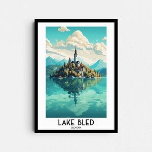Bleder See Reise Wand Kunst, Slowenien Malerei Geschenke, Europa Wohnkultur, Digitaldrucke Poster, druckbare handgemachte Kunst, Leinwand Download
