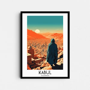 Kabul Travel Wall Art, Regalos de pintura de Afganistán, Decoración del hogar de Asia, Carteles de impresiones digitales, Arte hecho a mano imprimible, Descarga de lienzo afgano