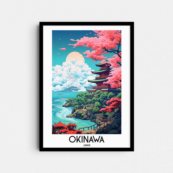 Okinawa Travel Wall Art, Japan Painting Gifts, Asia Home Decor, Digital Prints Posters, Printable Handmade Art, Naha Canvas Download