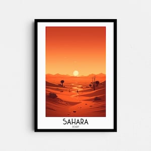 Sahara Wüste Reise Wandkunst, Afrika Malerei Geschenke, Afrikanische Wohnkultur, Digitaldrucke Poster, druckbare handgemachte Kunst, Leinwand Download