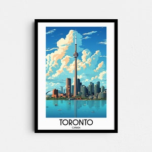 Toronto Travel Wall Art, Canada Painting Gifts, North America Home Decor, Digital Prints Posters, Printable Handmade Art, Canvas Download