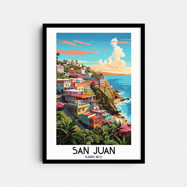 San Juan Travel Wall Art, Puerto Rico Painting Gifts, Caribbean Home Decor, Digital Prints Posters, Printable Handmade Art, Canvas Download