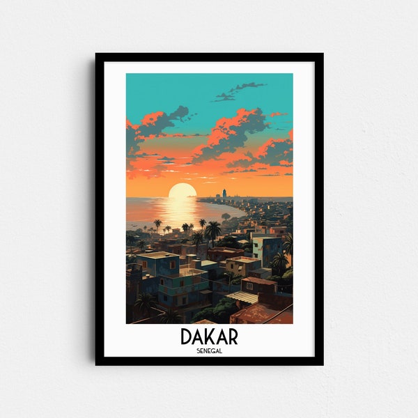 Dakar Reise Wandkunst, Senegal Malerei Geschenke, Afrika Wohnkultur, Digitaldrucke Poster, druckbare handgemachte Kunst, Senegal Leinwand Download