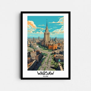 Warschau Reise, Polen Malerei Geschenke, Europa Wohnkultur, Digitaldrucke Poster, druckbare handgemachte Kunst, polnische Leinwand Download