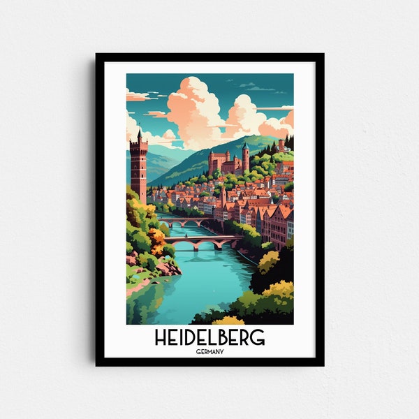 Heidelberg Travel Wall Art, Germany Painting Gifts, Europe Home Decor, Digital Prints Posters, Printable Handmade Art, Canvas Download