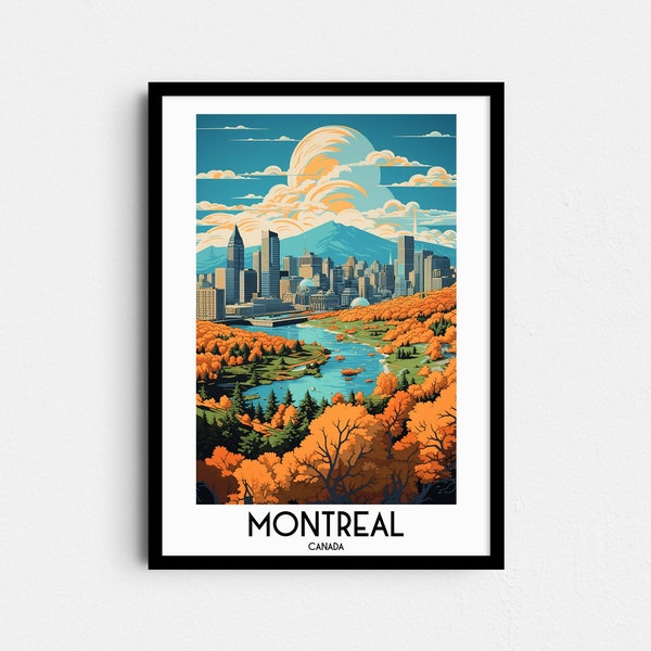 Art mural de voyage de Montréal, cadeaux de peinture du Canada, décor à la maison d'Amérique du Nord, affiches d'impressions numériques, art fait main imprimable, téléchargement de toile