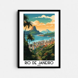 リオデジャネイロ旅行壁アート、ブラジル絵画ギフト、南米ホームデコレーション、デジタルプリントポスター、印刷可能な手作りアート、キャンバス