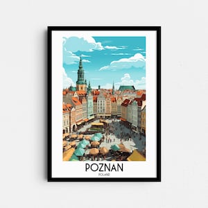 Arte de la pared del viaje de Poznan, regalos de pintura de Polonia, decoración del hogar de Europa, carteles de impresiones digitales, arte hecho a mano imprimible, descarga de lienzo polaco