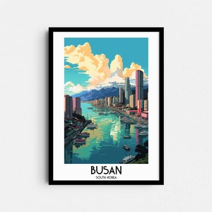 Busan Travel Wall Art, South Korea Painting Gifts, Asia Home Decor, Digital Prints Posters, Printable Handmade Art, Korean Canvas Download