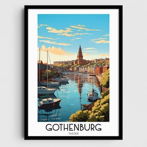 Gothenburg Travel Wall Art, Sweden Painting Gifts, Scandinavia Home Decor, Digital Prints Posters, Printable Handmade Art, Canvas
