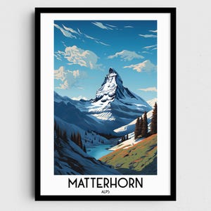 Matterhorn Alps Travel Wall Art, Painting Gifts, Europe Home Decor, Digital Prints Posters, Printable Handmade Art, Canvas Download