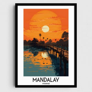 Mandalay Travel Wall Art, Myanmar Painting Gifts, Asia Home Decor, Digital Prints Posters, Printable Handmade Art, Canvas Download