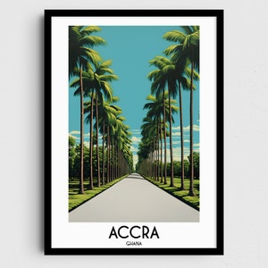 Accra Travel Wall Art, Ghana Painting Gifts, Africa Home Decor, Digital Prints Posters, Printable Handmade Art, Ghanaian Canvas Download