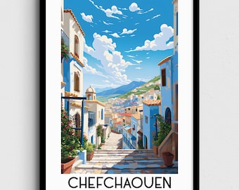 kako　ギリシャ　シャウエン　イラスト　風景画 絵画 風景画(街並み) モロッコ・シャウエン インテリアアート額付き