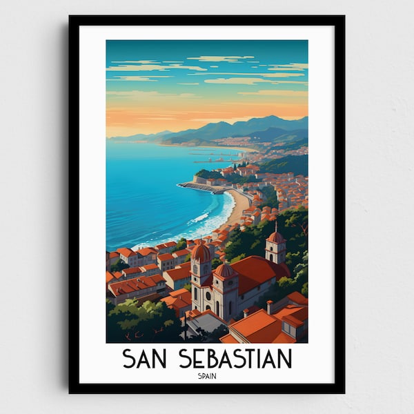 San Sebastian Travel Wall Art, Spain Painting Gifts, Europe Home Decor, Digital Prints Posters, Printable Handmade Art, Canvas Download