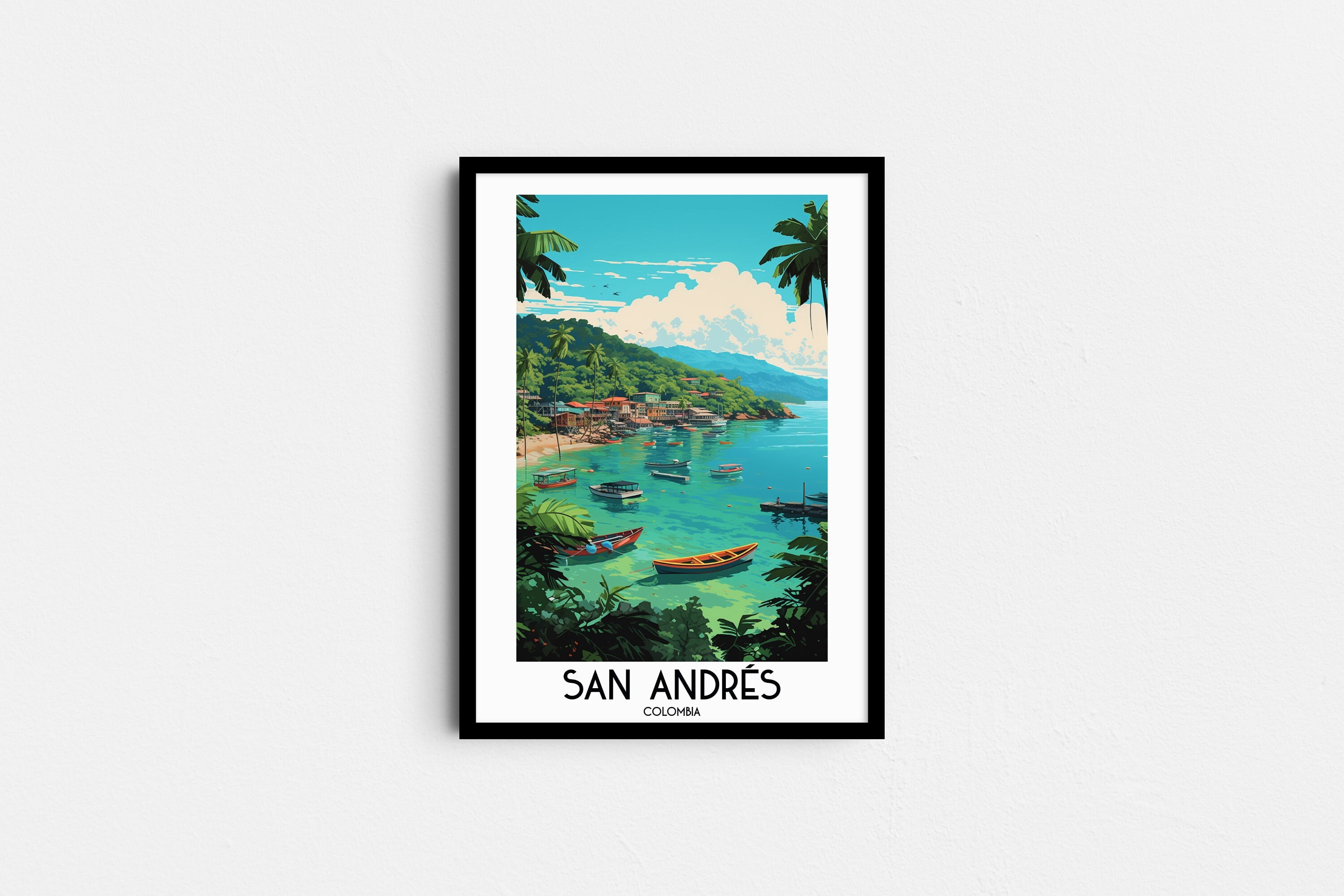 San Andrés Travel Wall Art, South America Painting Gifts, Colombia Home Decor, Digital Prints Posters, Printable Handmade, Canvas Download