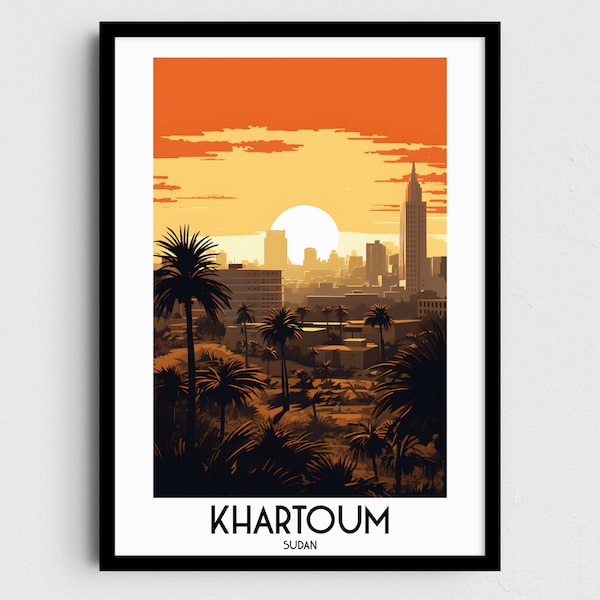 Khartoum Travel Wall Art, Soedan Schilderij Geschenken, Afrika Home Decor, Digitale Prints Posters, Afdrukbare handgemaakte kunst, Soedanese Canvas Download